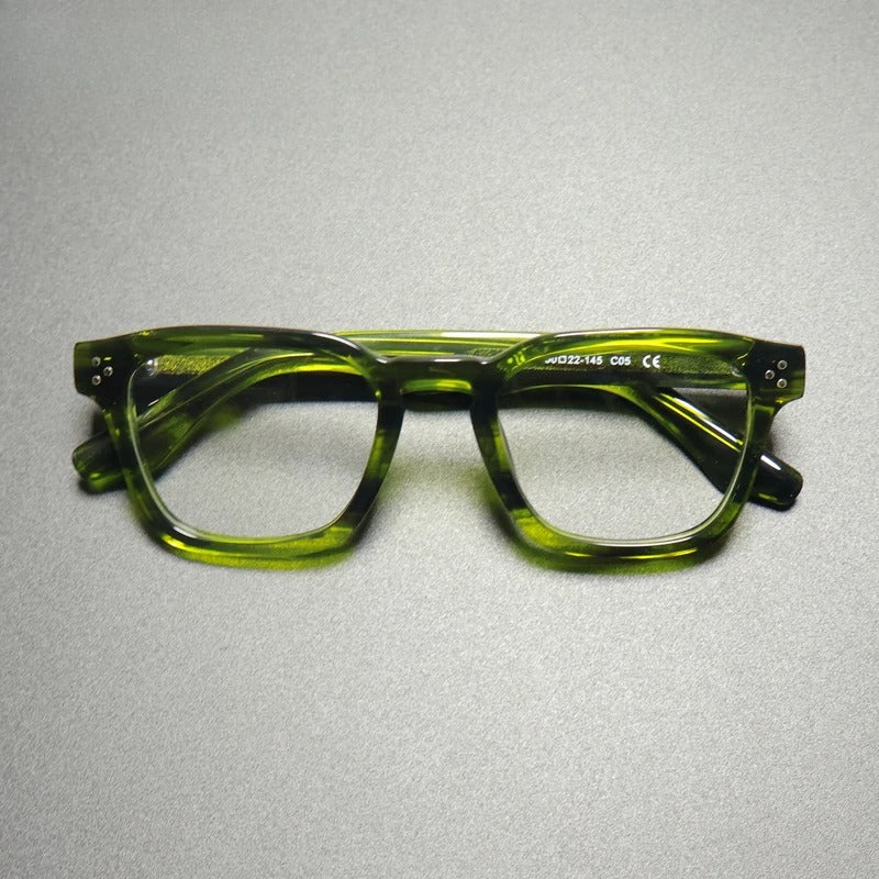 Vintage Handmade Square Acetate Glasses Frame Lightweight side view