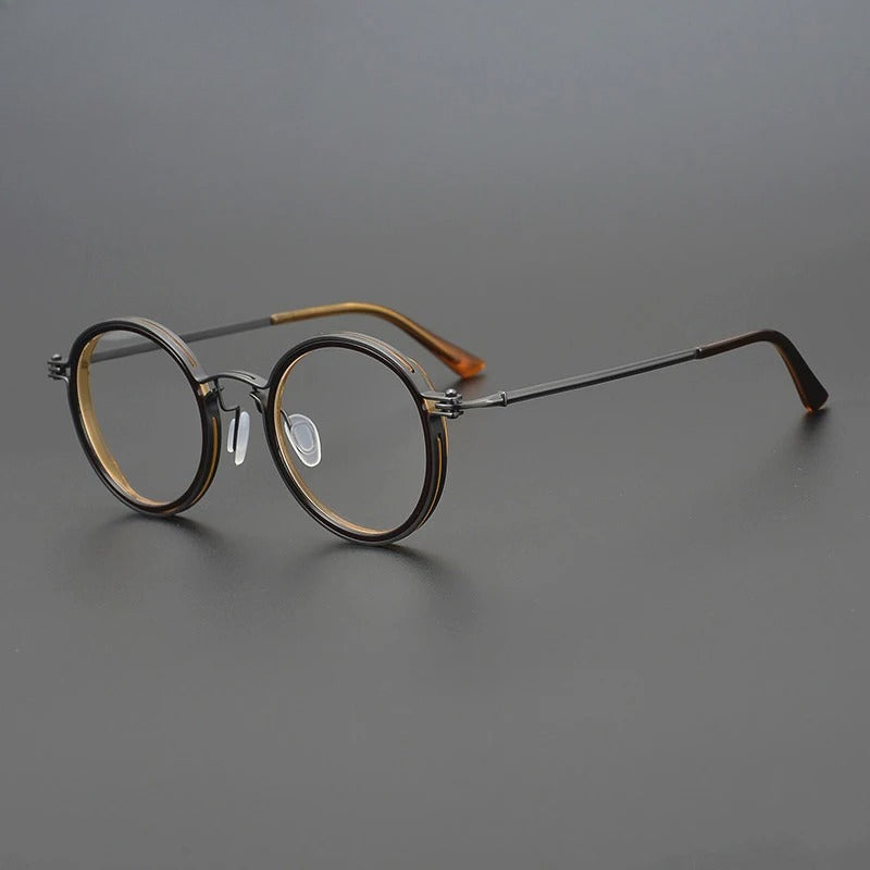 Ultra-Light Pure Titanium Vintage Round Optical Glasses Frame side view