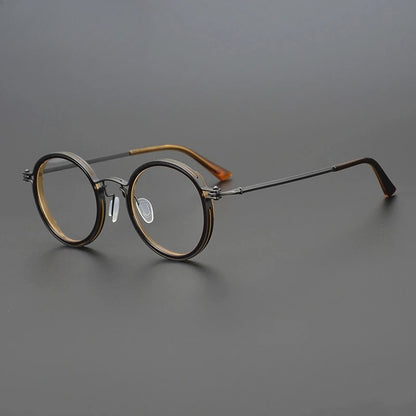 Ultra-Light Pure Titanium Vintage Round Optical Glasses Frame side view