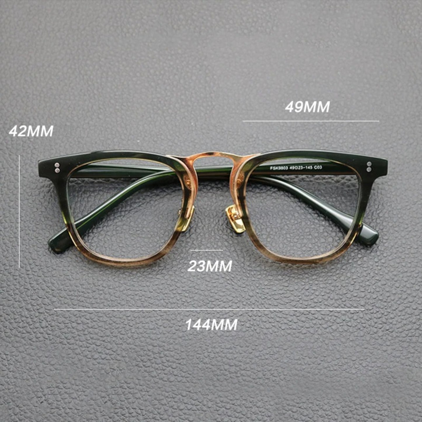Acetate Green Patchwork Square Eyeglasses