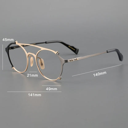 Japanese Titanium Browline Pilot Prescription Eyeglasses | Retro Optical Frame for Rx Lenses – CINILY UK temple detail