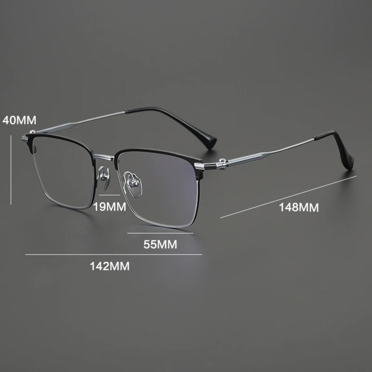 Titanium Large Square Eyeglasses