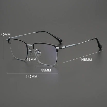 Titanium Large Square Eyeglasses