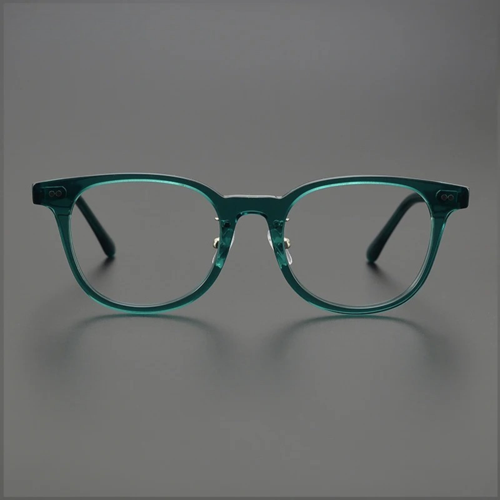 Acetate Crystal Green Round Prescription Eyeglasses | Stylish Retro Rx Glasses – CINILY UK temple detail