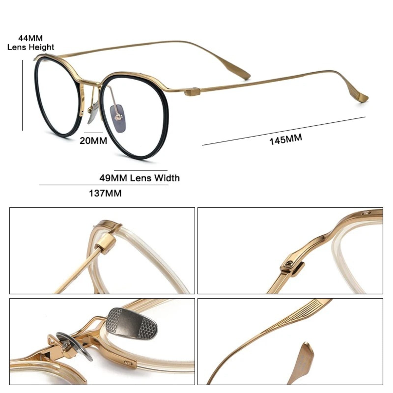 Korean Titanium Windsor Round Prescription Eyeglasses | Ultra-Light Optical Frame for Rx Lenses – CINILY UK lens detail