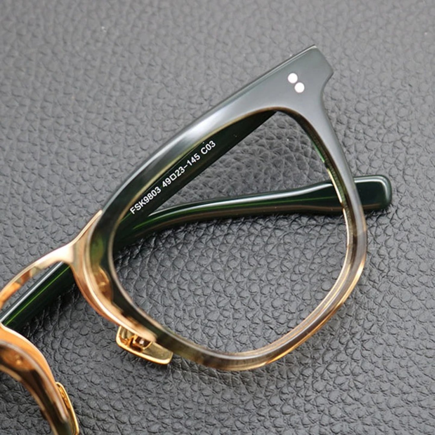 Acetate Green Patchwork Square Eyeglasses