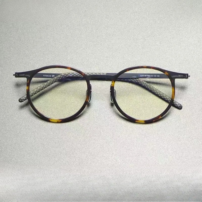 Vintage Round Reading Prescription Glasses Photochromic Anti-Blue Light side view