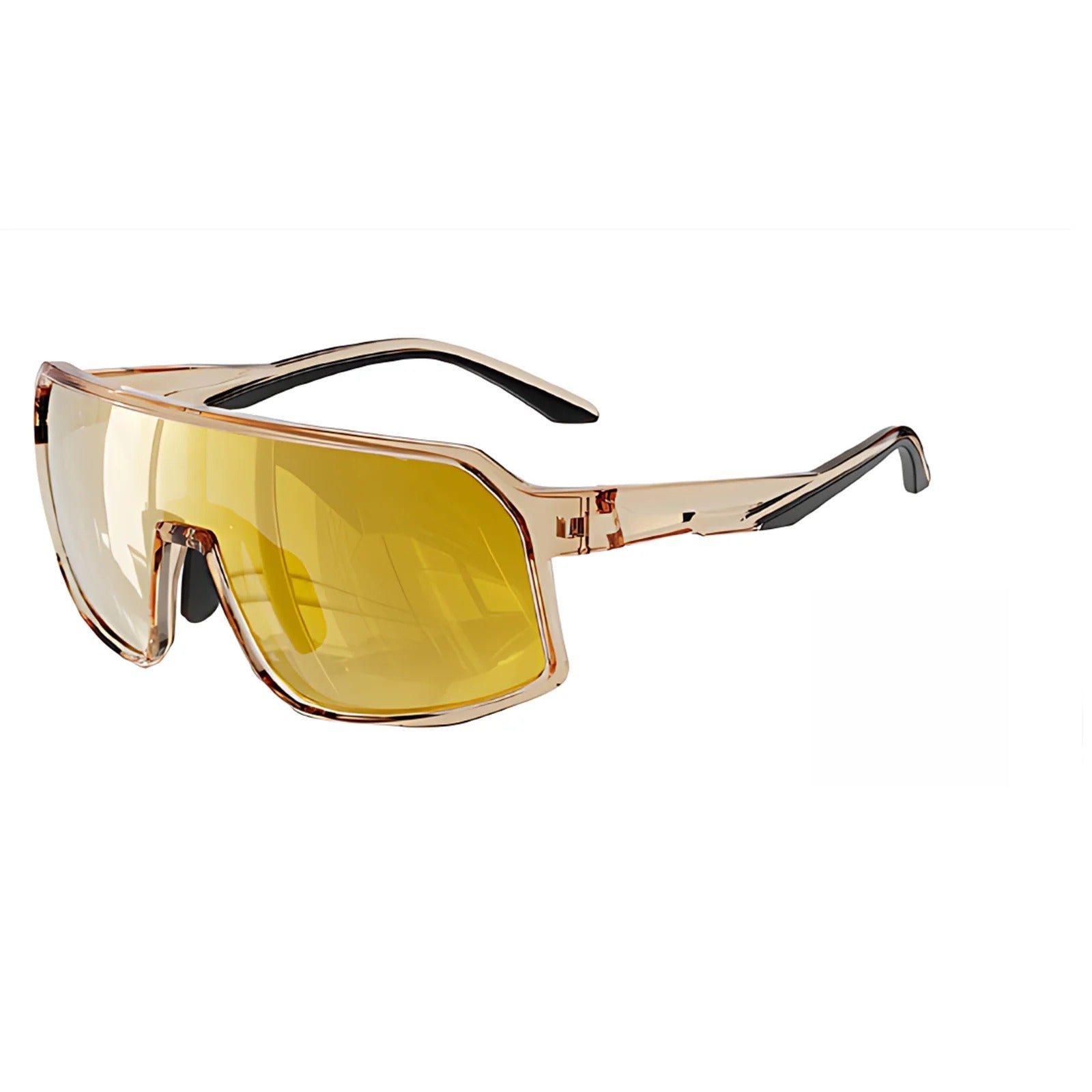 Square Shield Polarised Sports Sunglasses for Cycling and Outdoor Training - Yellow