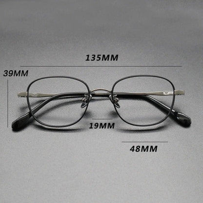 Titanium Blue Square Prescription Eyeglasses | Lightweight Retro Rx Glasses – CINILY UK front view