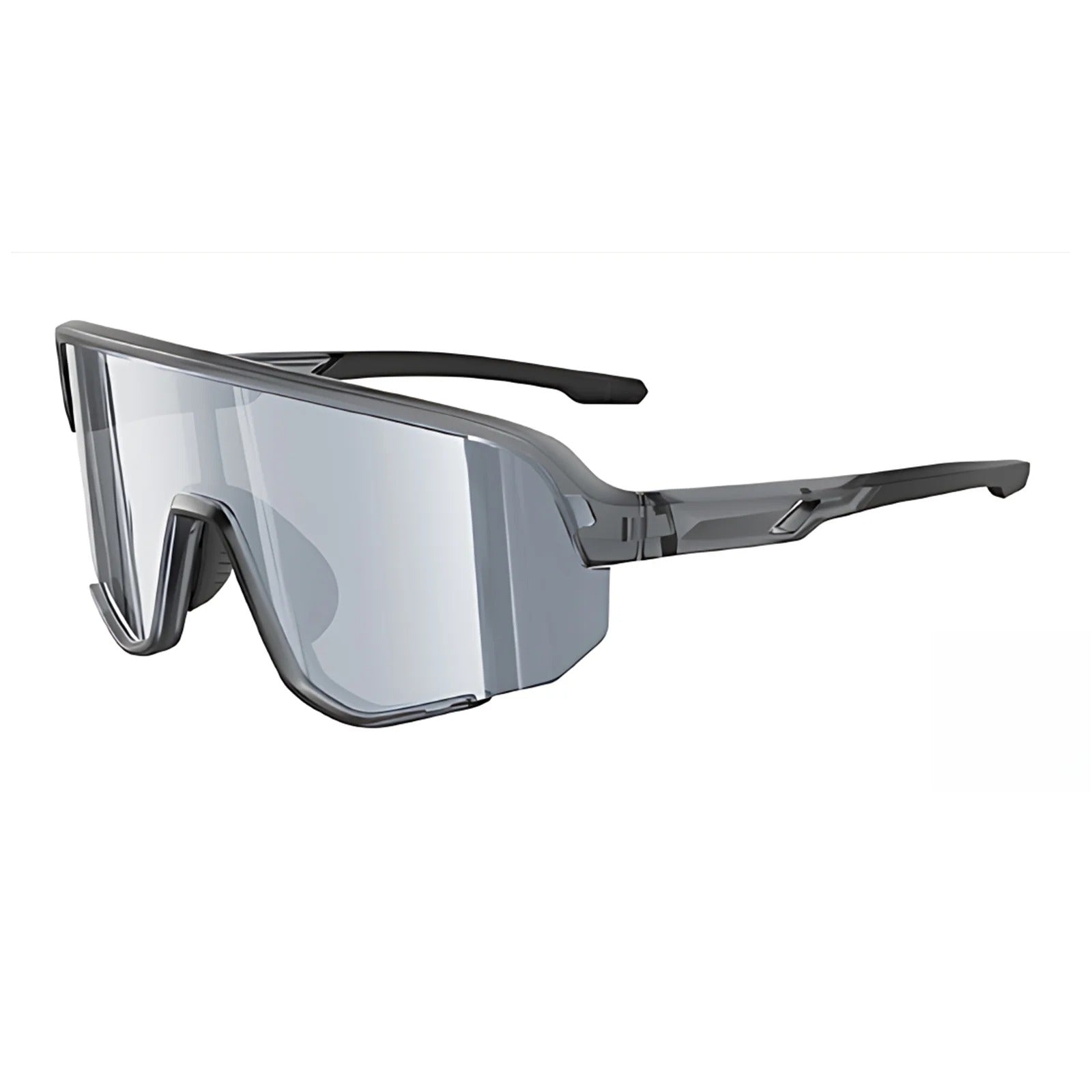TR90 Cylindrical Shield Sports Sunglasses with PC Lens for Cycling and Outdoor Use - Grey