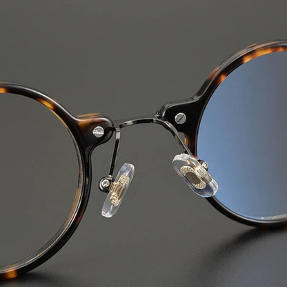 Titanium Acetate Crystal Round Prescription Eyeglasses | Lightweight Optical Frame for Rx Lenses – CINILY UK temple detail