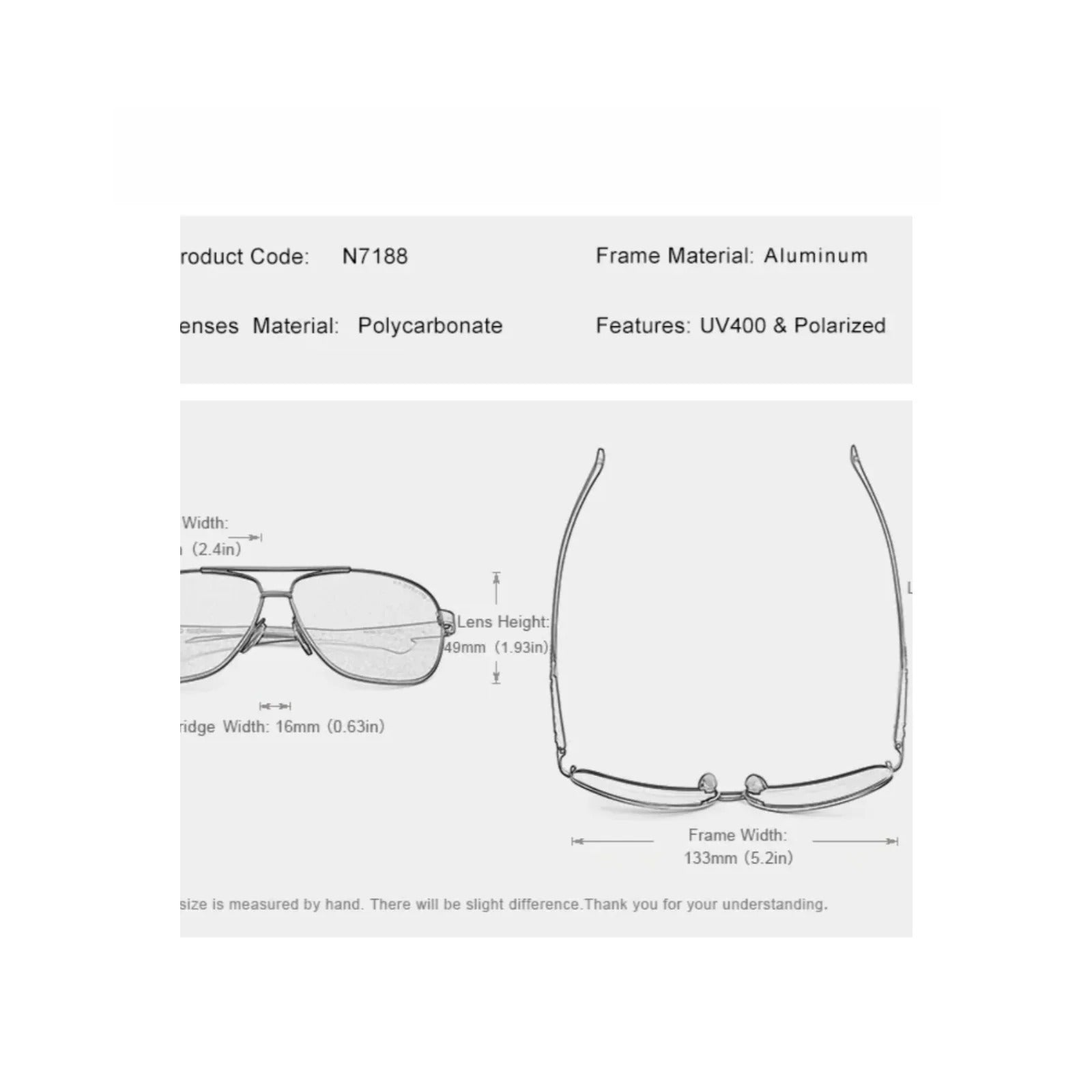 Aluminum Pilot Polarized UV400 Sunglasses | HD Driving Shades – CINILY UK additional product view