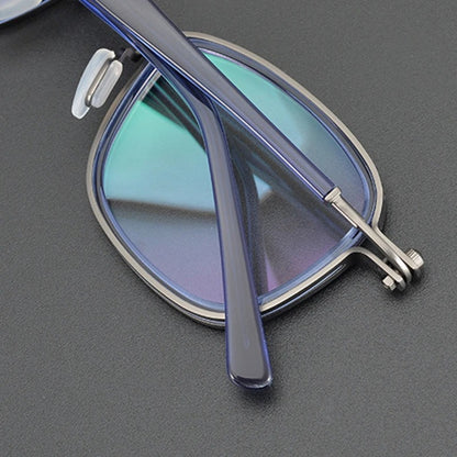 Alloy Blue Square Prescription Eyeglasses | Lightweight Optical Frame for Rx Lenses – CINILY UK temple detail