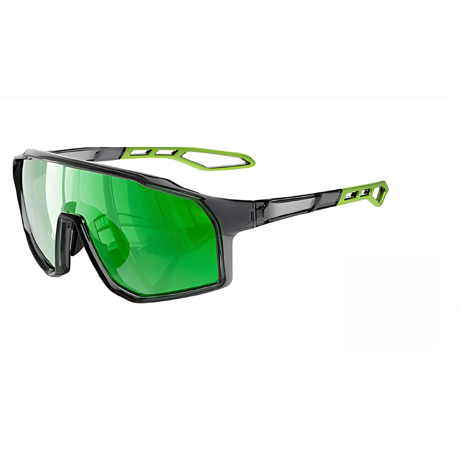 TR90 Angular Shield Sports Sunglasses with PC Lens for Cycling and Outdoor Use - Green