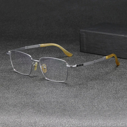 Titanium Wood-Accent Square Eyeglasses