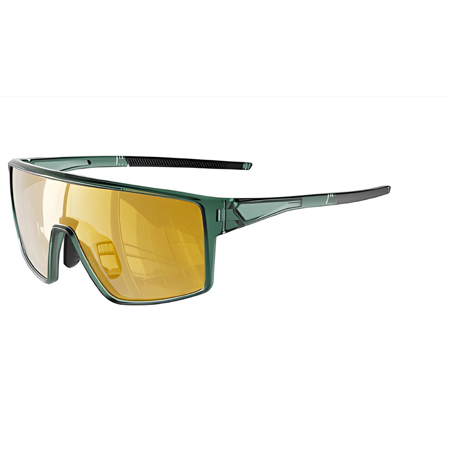 TR90 Wide Shield Sports Sunglasses with PC Lens for Cycling and Outdoor Use - Yellow