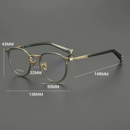 Acetate Titanium Round Prescription Eyeglasses | Lightweight Retro Rx Glasses – CINILY UK lens detail