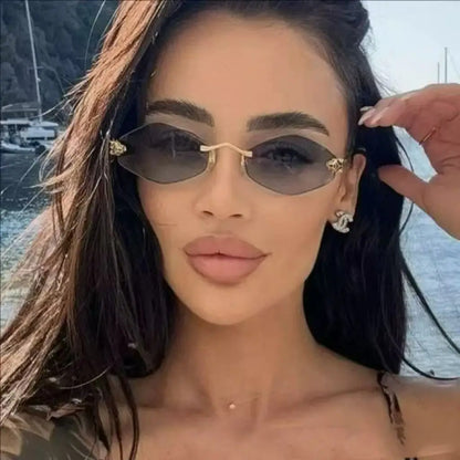 Rimless Polygon UV400 Sunglasses | Luxury Women’s Vintage Shades – CINILY UK additional product view