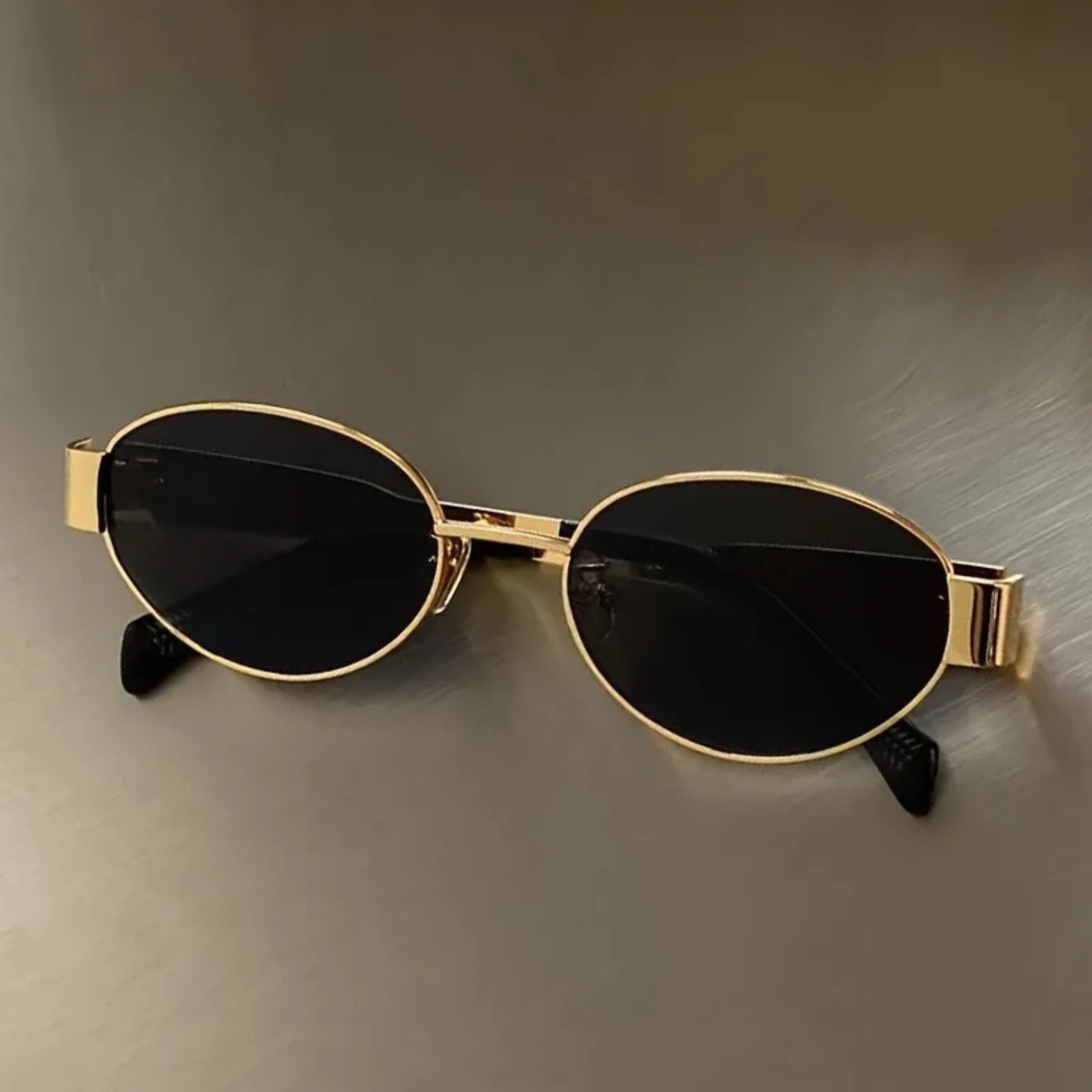 Gold Oval UV400 Sunglasses | Elegant Retro Women’s Shades – CINILY UK - Gold