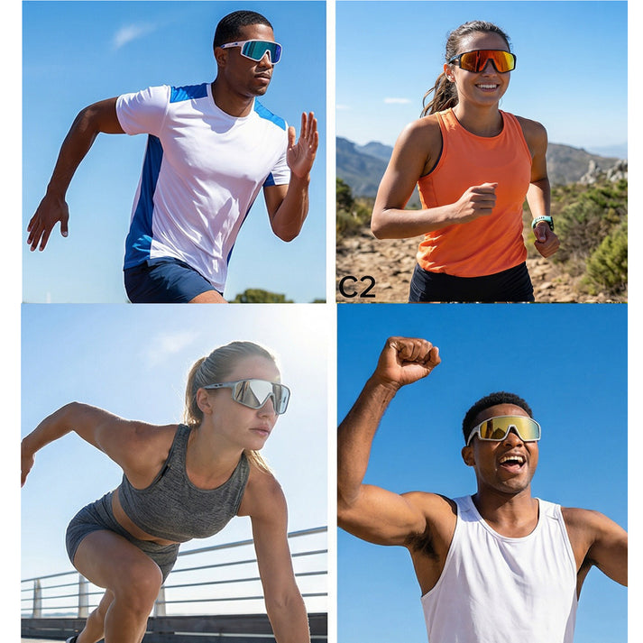 Recommended cycling glasses styles from CINILY including shield, half-rim and polarised sports sunglasses