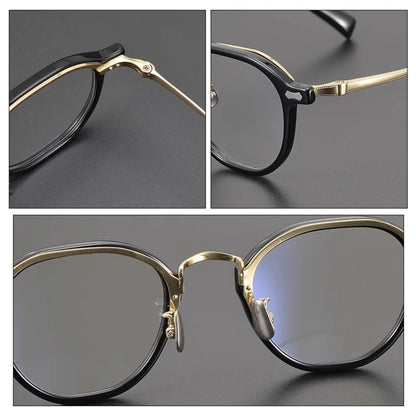 Titanium Marbled Round Prescription Eyeglasses | Ultra-Light Designer Rx Glasses – CINILY UK temple detail