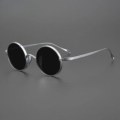 Ultra-Light Pure Titanium Polarised Vintage Small Round Sunglasses front view