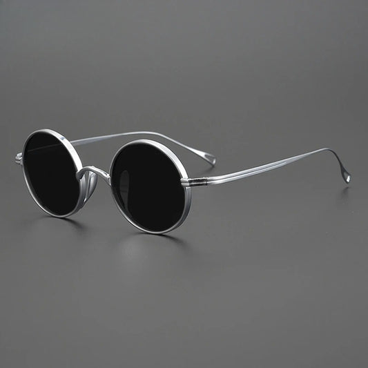 Ultra-Light Pure Titanium Polarised Sunglasses in a Vintage Small Round Style