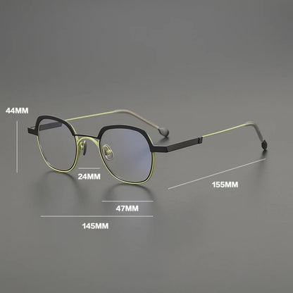 Titanium Mustard Geometric Prescription Eyeglasses | Ultra-Light Optical Frame for Rx Lenses – CINILY UK additional product view