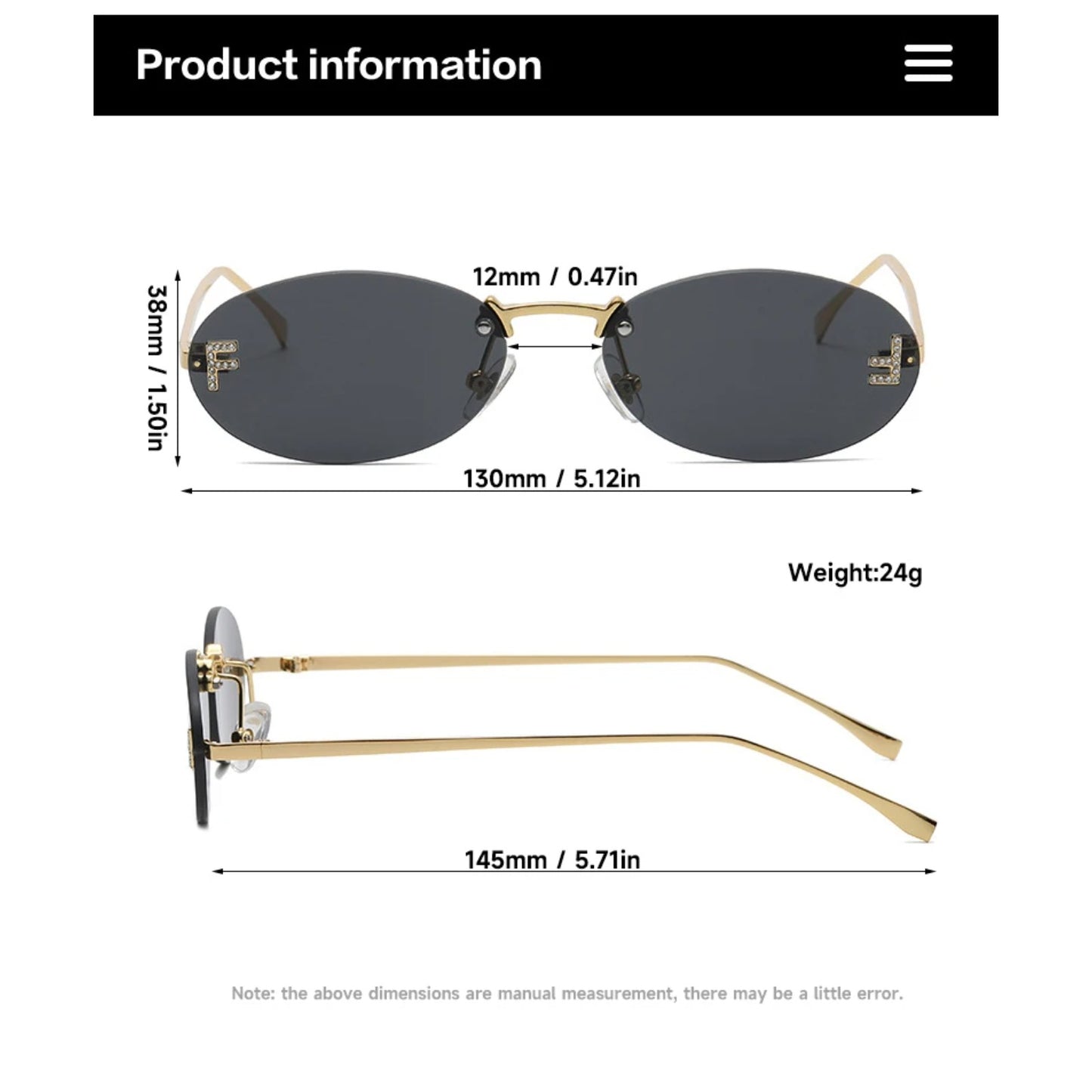 alloy rimless oval uv400 sunglasses