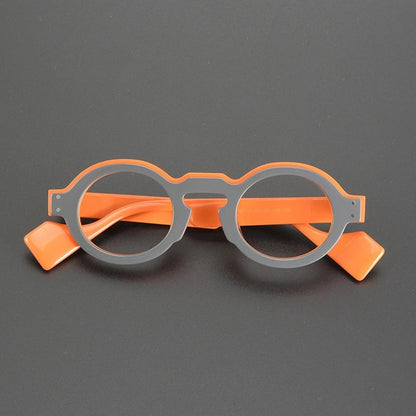 Acetate Chunky Round Prescription Eyeglasses | Bold Retro Rx Glasses – CINILY UK temple detail