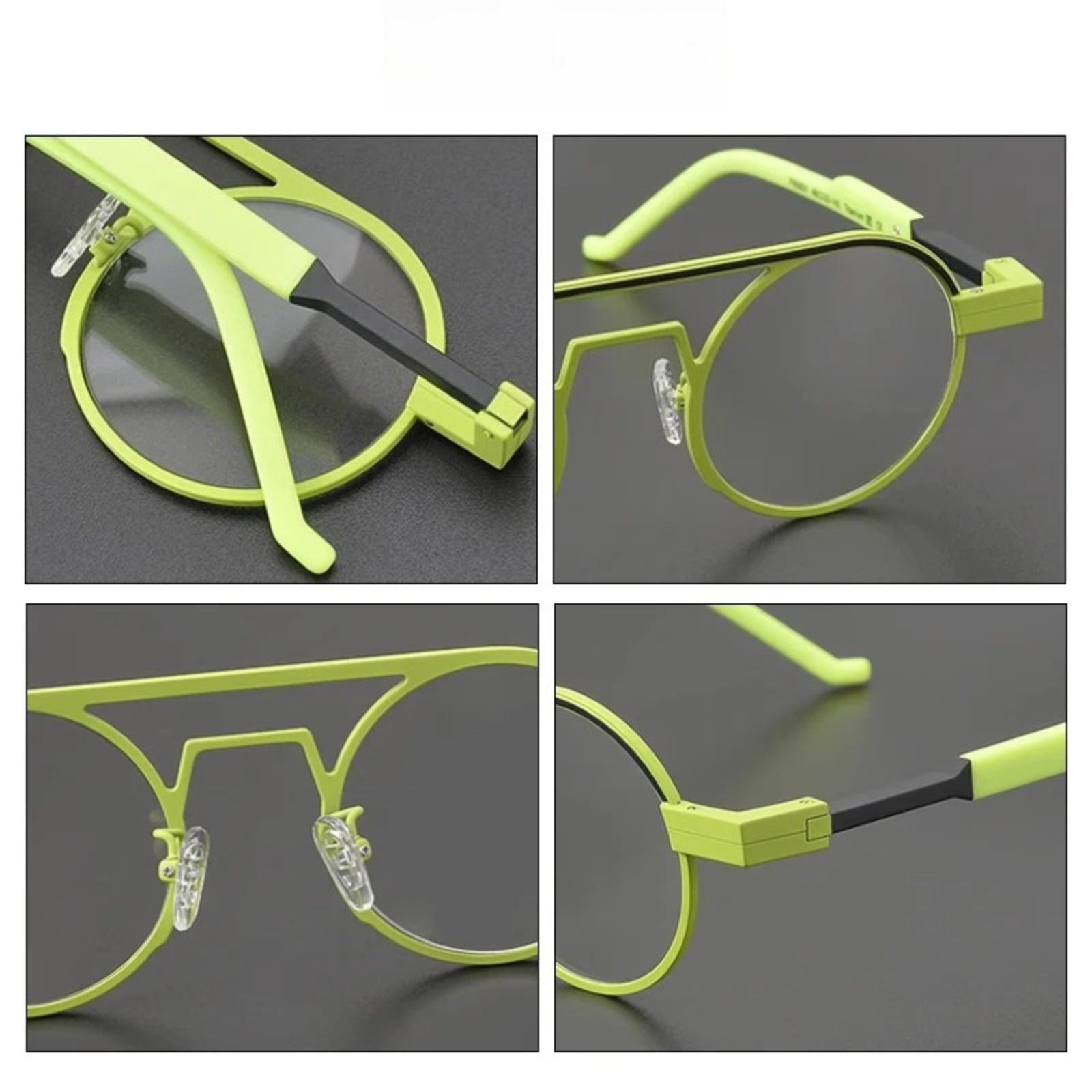 Titanium Neon Pilot Round Prescription Eyeglasses | Bold Lightweight Rx Glasses – CINILY UK additional product view