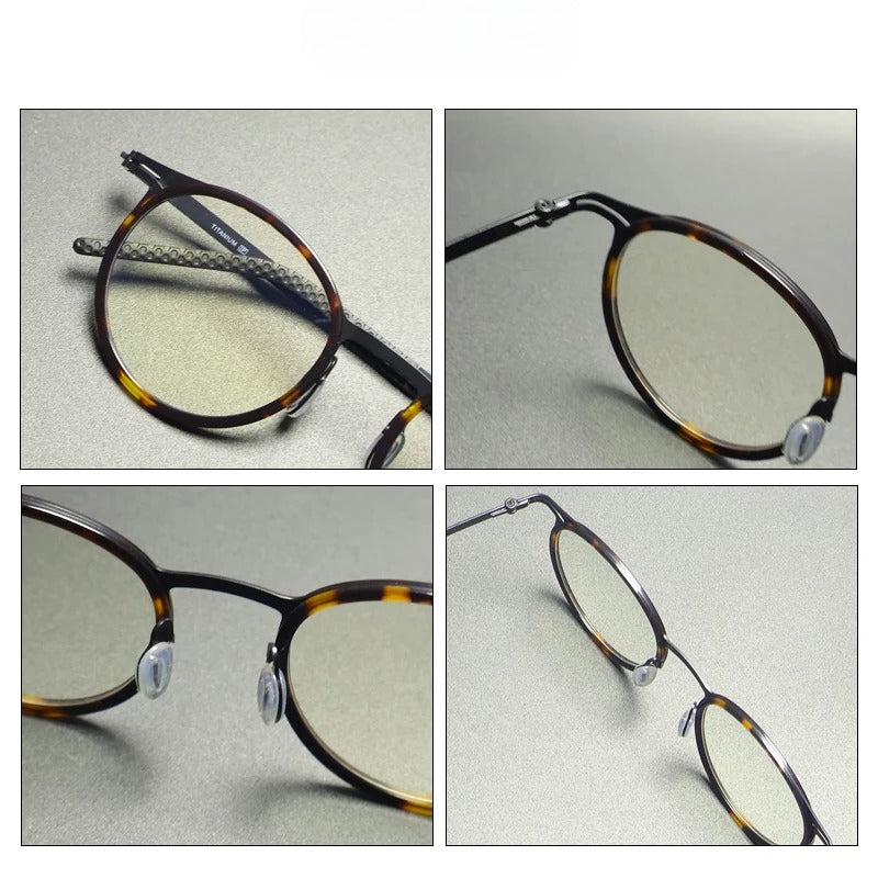 Vintage Round Reading Prescription Glasses Photochromic Anti-Blue Light lens detail