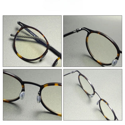 Vintage Round Reading Prescription Glasses Photochromic Anti-Blue Light lens detail