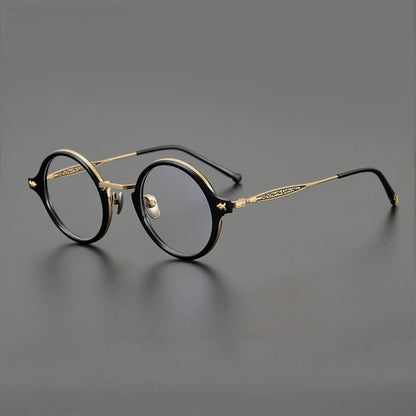 Titanium Acetate Windsor Round Eyeglasses side view