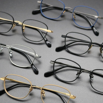 Titanium Blue Square Prescription Eyeglasses | Lightweight Retro Rx Glasses – CINILY UK temple detail