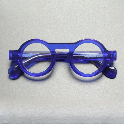 Handmade Acetate Round Prescription Glasses | Photochromic & Anti-Blue Light Options side view