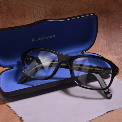 Retro Rectangle Acetate Glasses | Kingsman-Inspired Frame side view