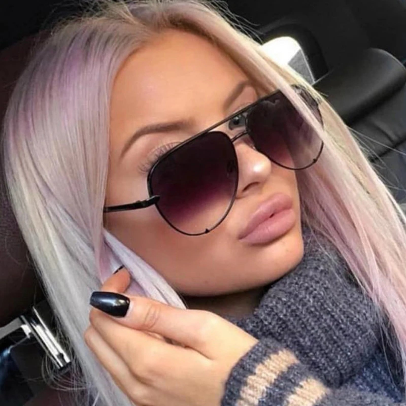 Aviator Gradient Mirror Sunglasses | Retro Women’s Driver Shades – CINILY UK additional product view
