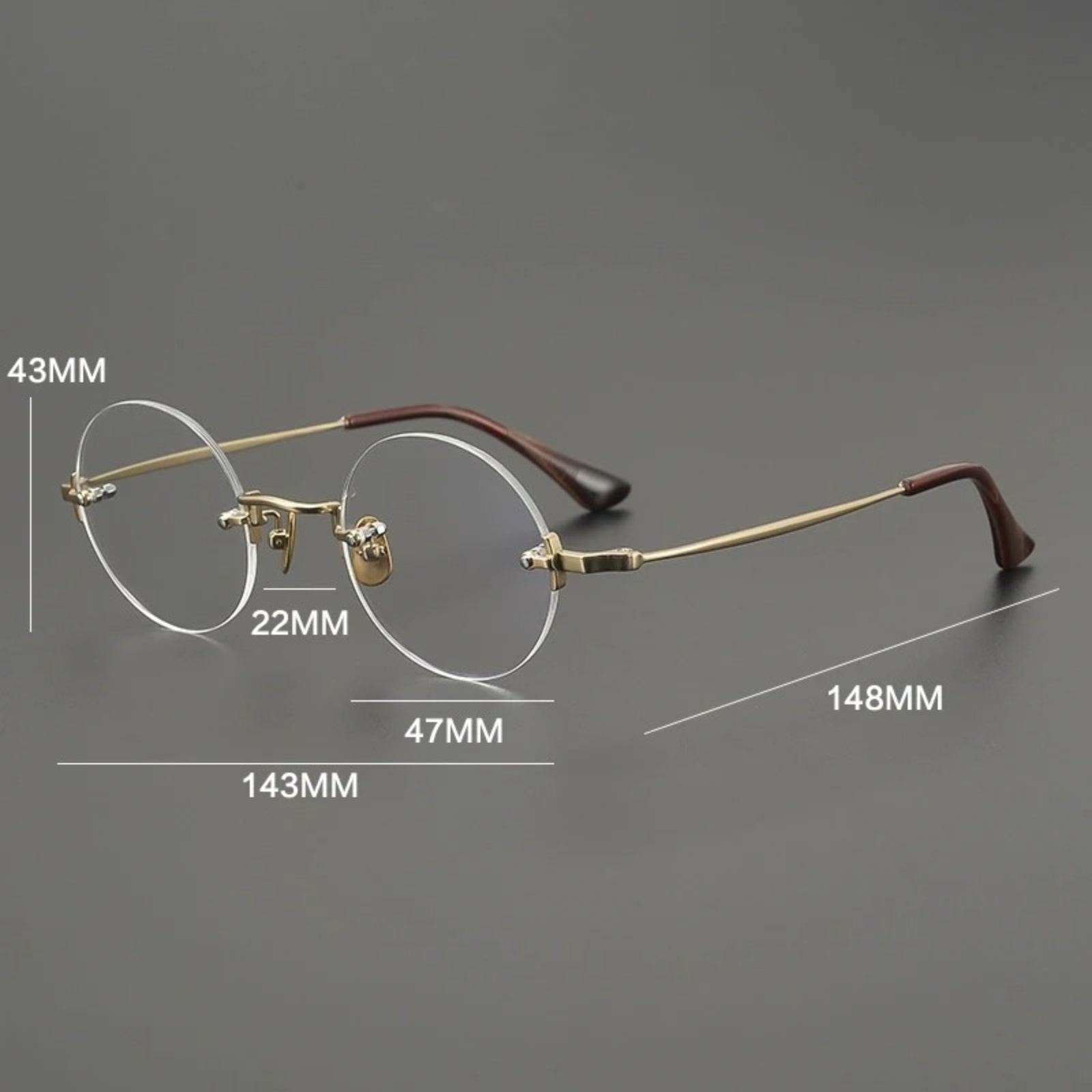 Handmade Titanium Rimless Round Prescription Eyeglasses | Ultra-Light Optical Frame for Rx Lenses – CINILY UK temple detail
