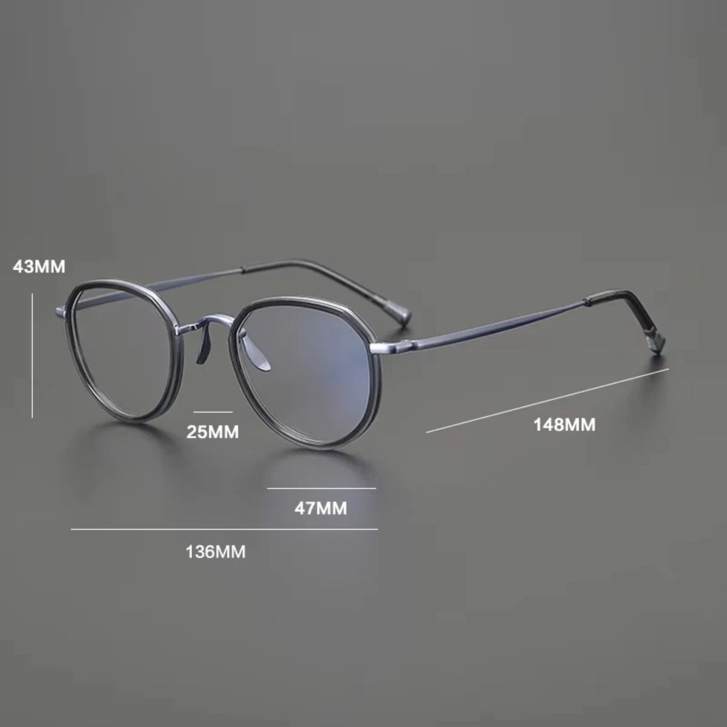 Titanium Olive Crystal Round Eyeglasses