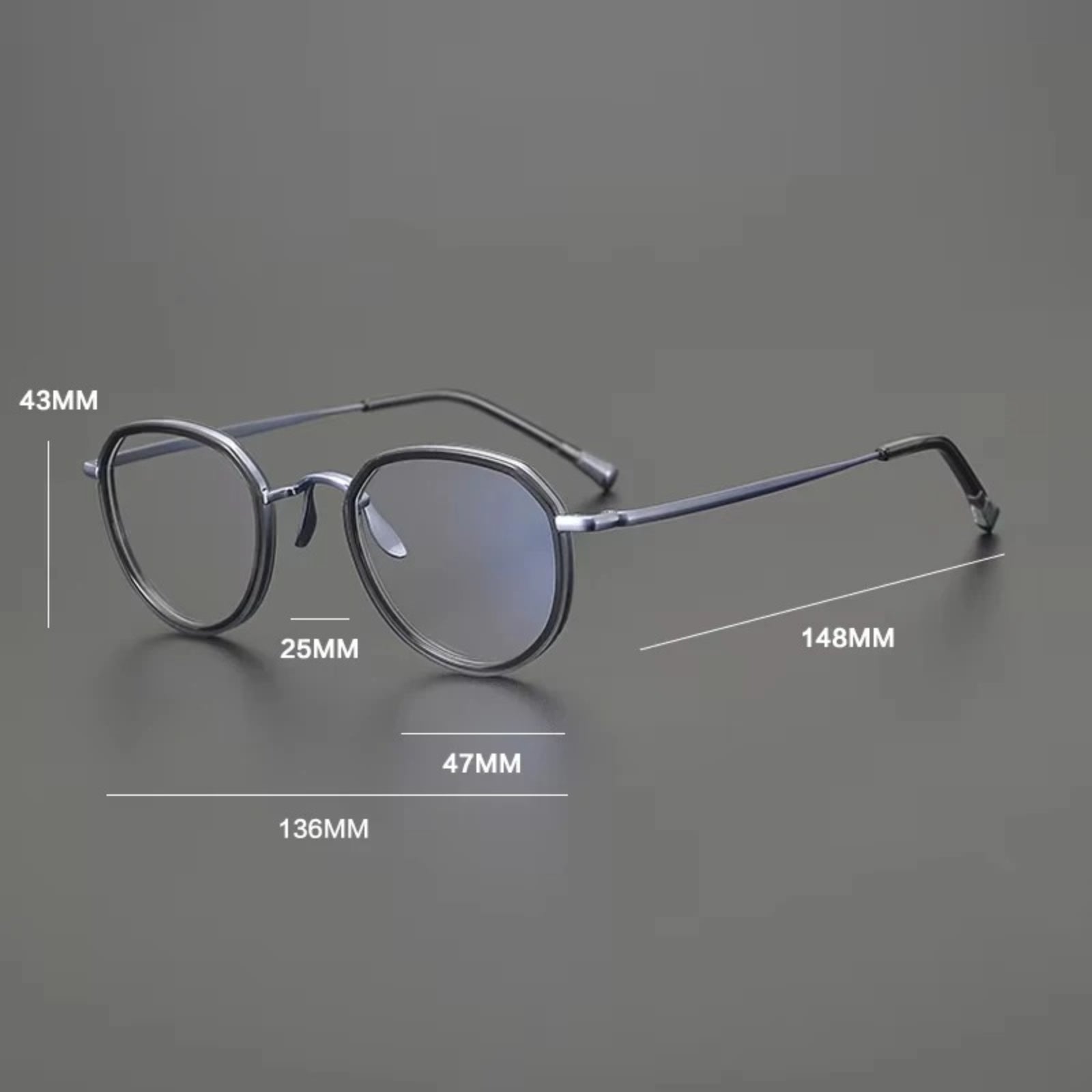 Titanium Olive Crystal Round Prescription Eyeglasses | Handmade Optical Frame for Rx Lenses – CINILY UK additional product view