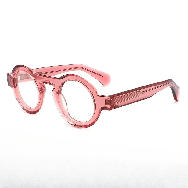 Handmade Acetate Round Prescription Glasses | Photochromic & Anti-Blue Light Options - Pink