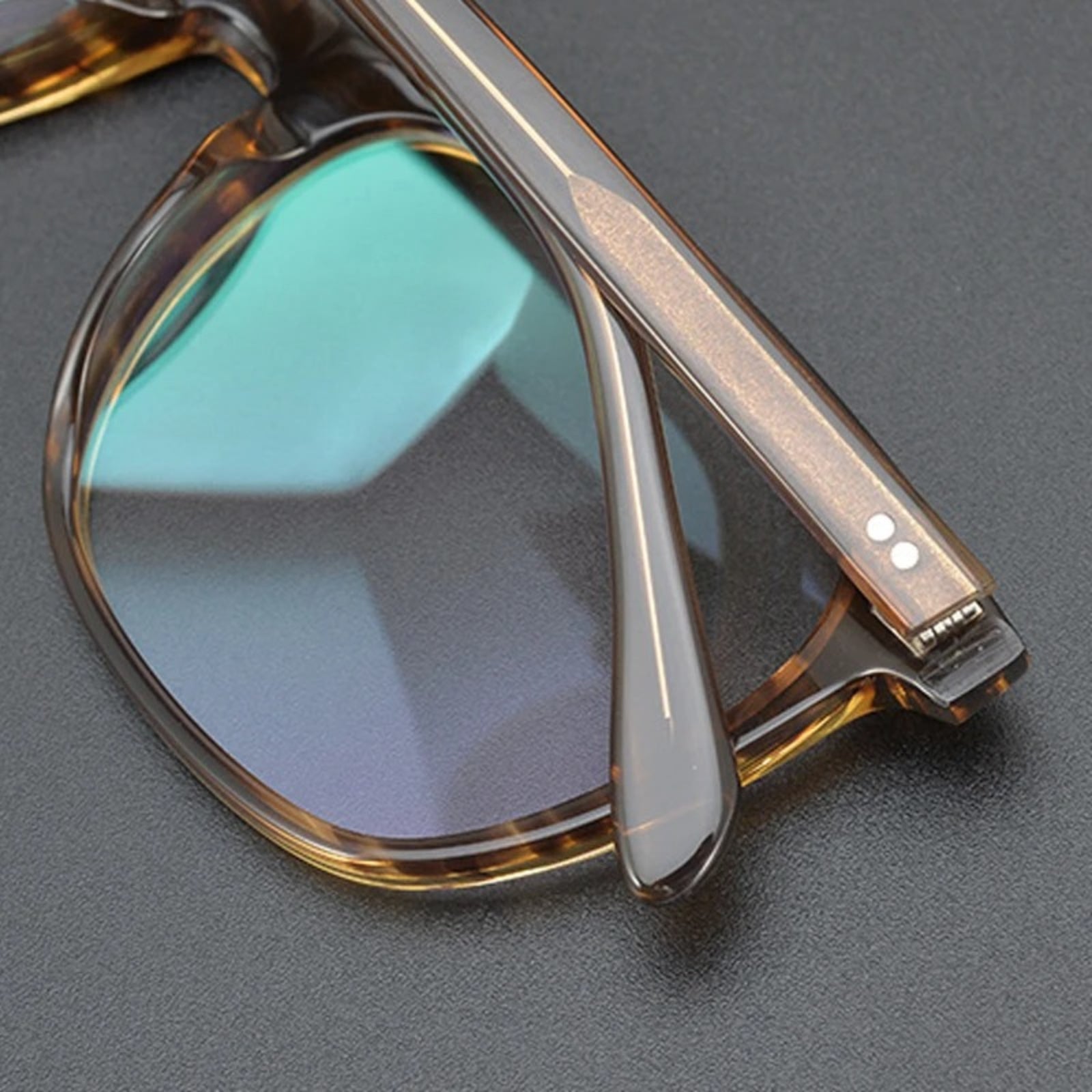 Acetate Crystal Blue Square Prescription Eyeglasses | Designer Optical Frame for Rx Lenses – CINILY UK temple detail