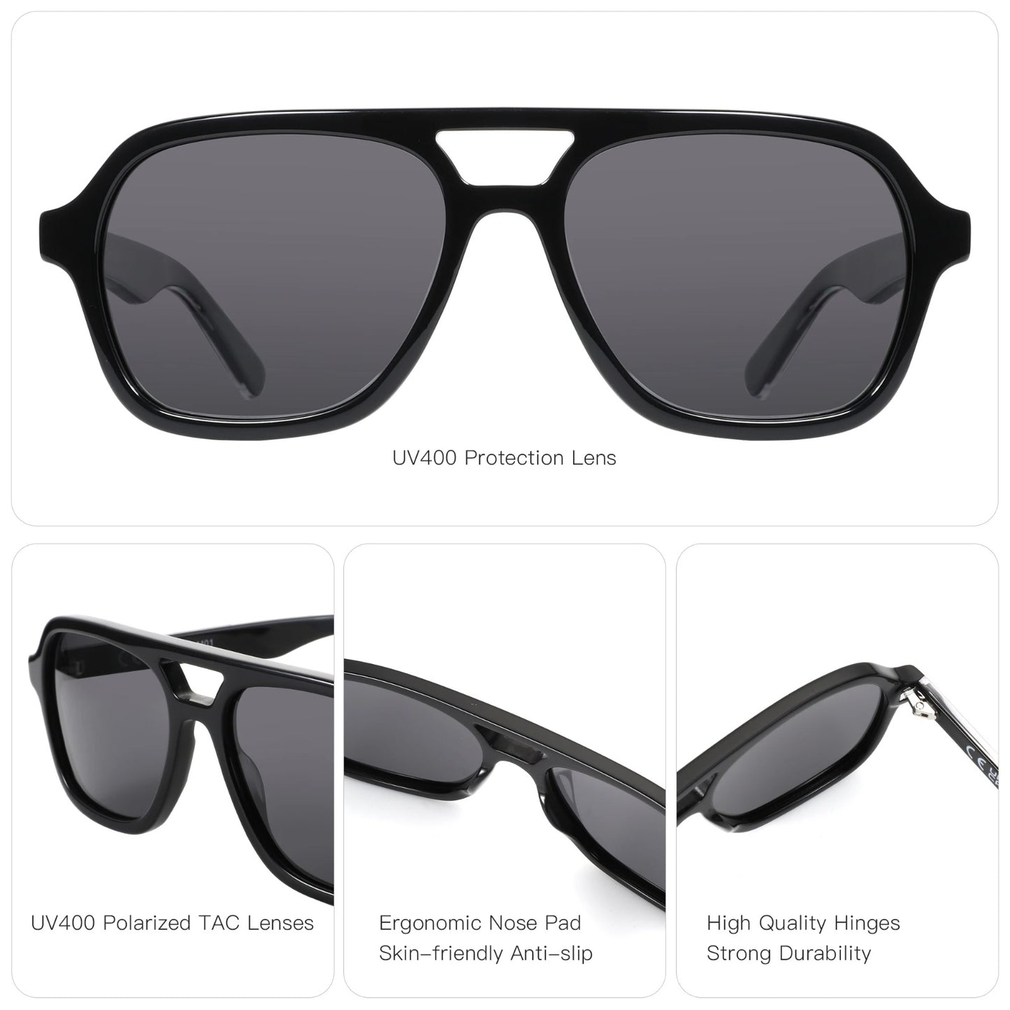 Acetate Tortoise Pilot Polarized UV400 Sunglasses