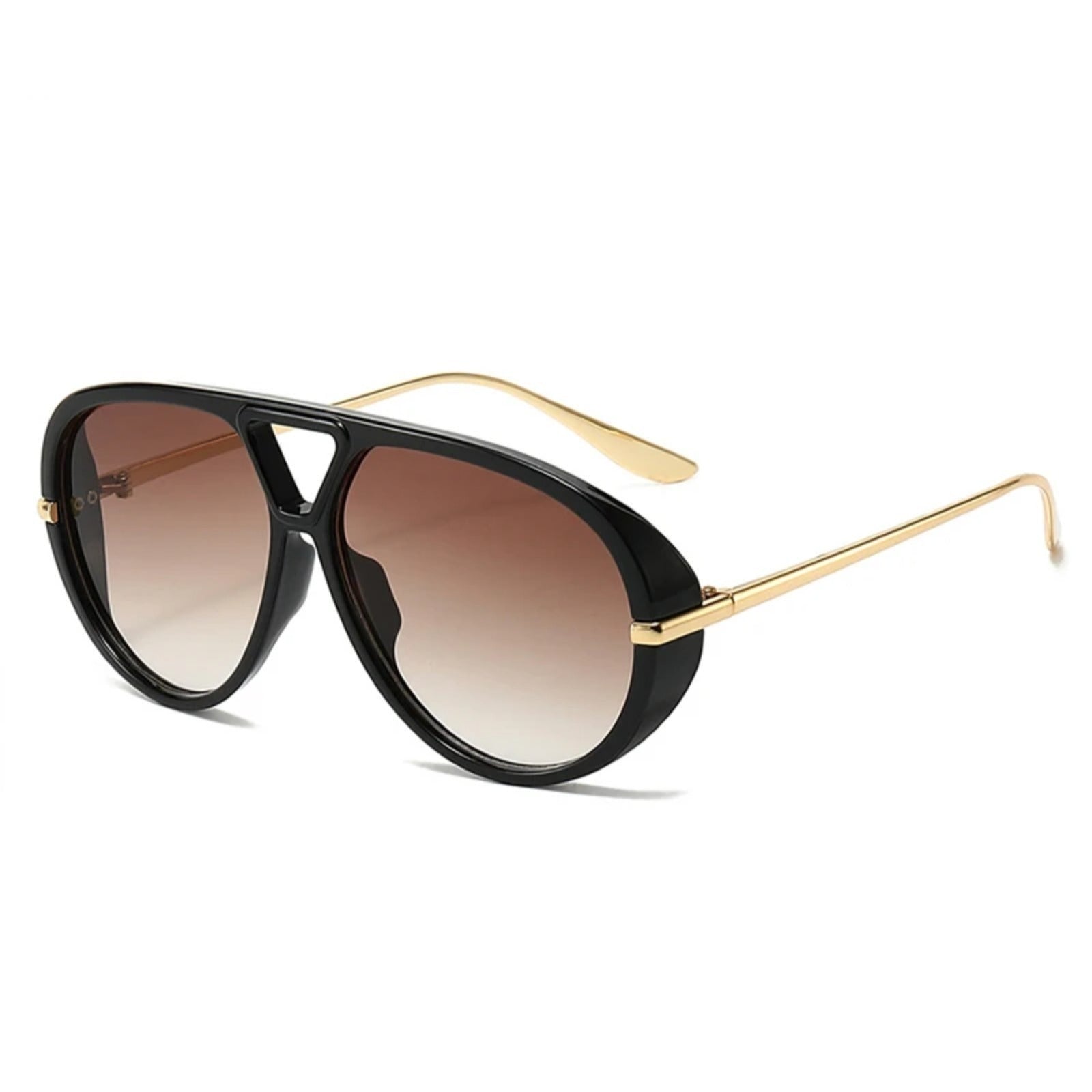 Oversized Double-Bridge Gradient UV400 Sunglasses | Luxury Women’s Shades – CINILY UK - Black Coffee