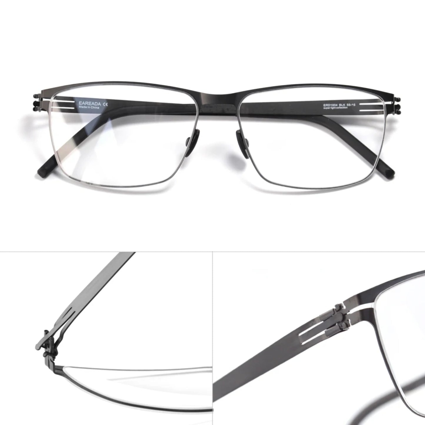Stainless Steel Screwless Square Eyeglasses