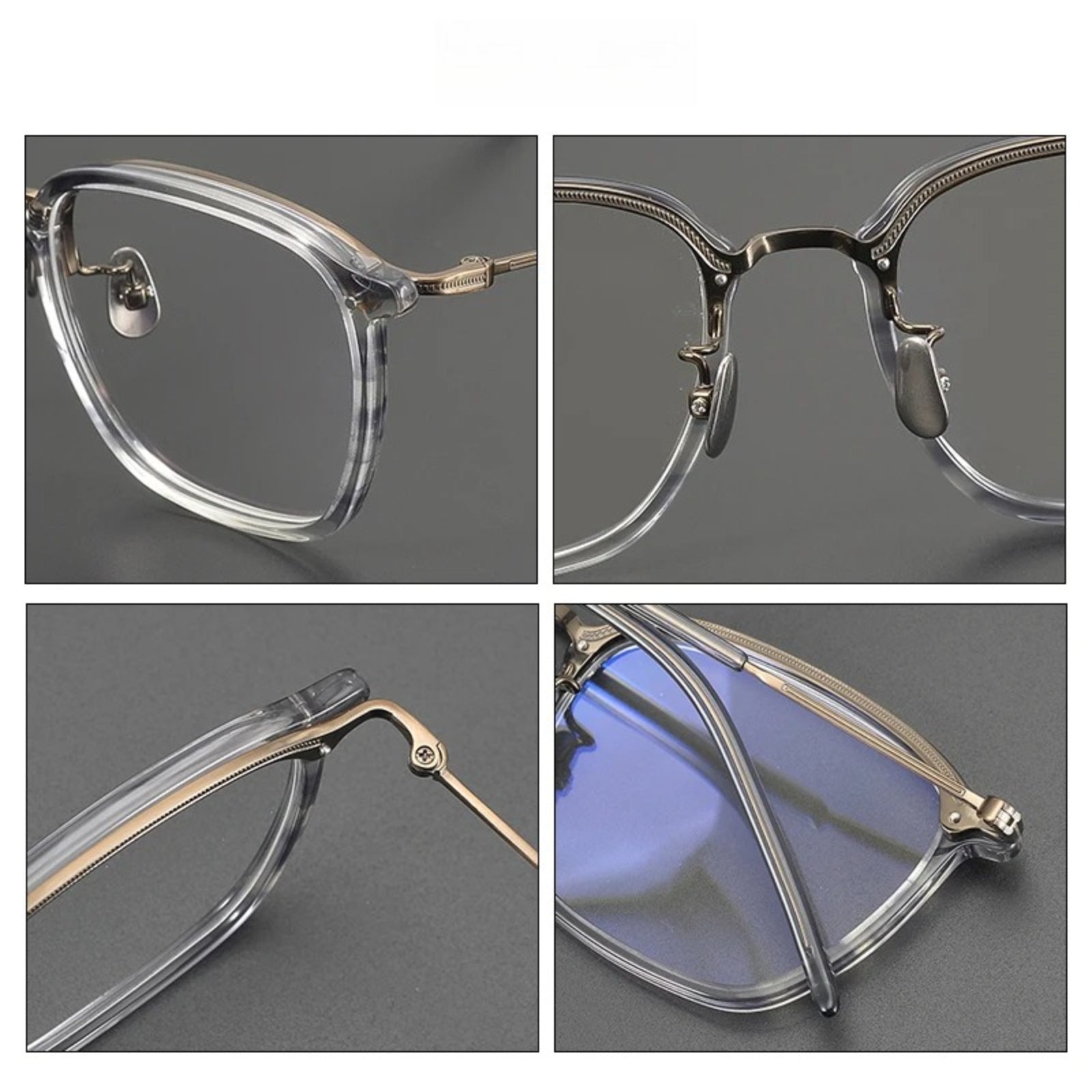 Titanium Geometric Square Prescription Eyeglasses | Ultra-Light Designer Rx Glasses – CINILY UK additional product view