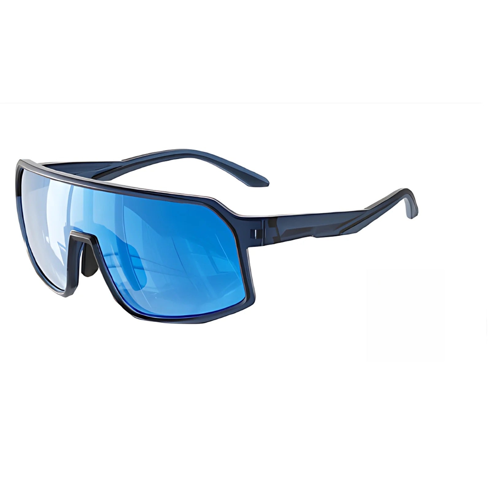 Square Shield Polarised Sports Sunglasses for Cycling and Outdoor Training - Blue