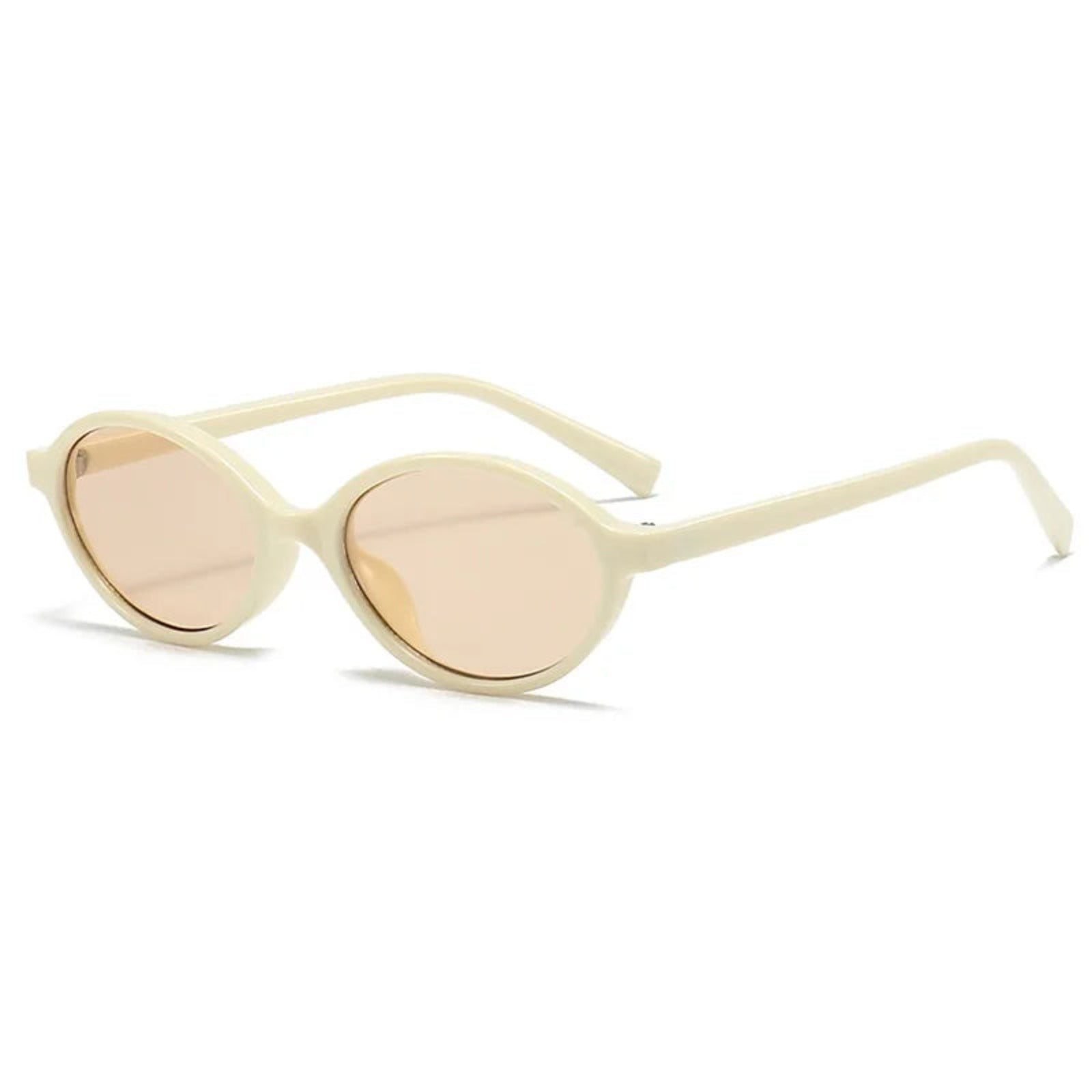 Small Oval UV400 Sunglasses | Vintage Unisex Fashion Shades – CINILY UK - Milky