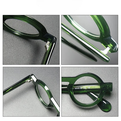 Handmade Acetate Round Prescription Glasses | Photochromic & Anti-Blue Light Options frame detail